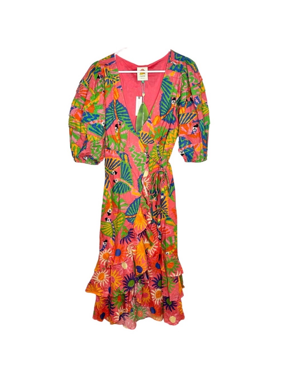 FARM Rio Coral Floral Ruffle High-Low Dress - Picture 2 of 10